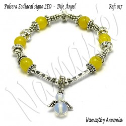 Pulsera Zodiacal Signo LEO. Elástica Dije Ángel. Z017LEO