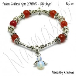 Pulsera Zodiacal Signo GÉMINIS. Elástica Dije Ángel. Z017GÉMINIS